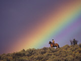 Cowboy and Rainbow  Ponderosa Ranch  Seneca  Oregon  USA