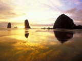 Needles and Haystack at Sunset  Cannon Beach  Oregon  USA