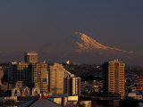 Mt Rainier and Downtown Seattle  Washington  USA