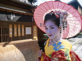 Apprentice Geisha (Maiko)  Woman Dressed in Traditional Costume  Kimono  Kyoto  Honshu  Japan