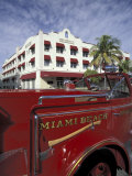Fire Truck on Ocean Drive  South Beach  Miami  Florida  USA