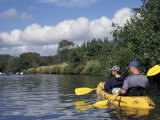 Couple Kayaking the Hule'ia River  Kauai  Hawaii  USA