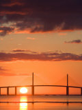 Sunrise Behind Sunshine Skyway Bridge  Florida  USA