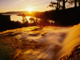 Waterfall at Sunrise in Eagle Creek Above Emerald Bay  Lake Tahoe  California  USA