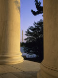 Washington Monument and Jefferson Memorial Columns Washington  DC USA