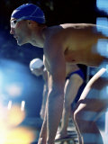 Side Profile of Two Swimmers in the Starting Position