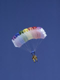 Skydiver with Rainbow Hued Parachute