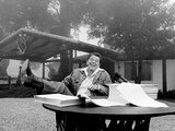 US President Ronald Reagan Shows His Boot Following the Signing of His Tax Bill