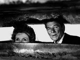 President Ronald Reagan and First Lady Nancy Reagan Peer out of a World War II Bunker