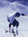 High Angle View of a Young Man Skateboarding