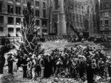 Construction Workers Line up for Pay Beside the First Rockefeller Center Christmas Tree