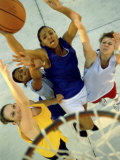 High Angle View of Young Women Playing Basketball