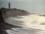 Waves from the Atlantic Ocean Crash against the Shore at Robert Moses State Park