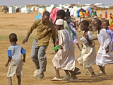 Sudanese Displaced Children Play Soccer at Abu Shouk Camp