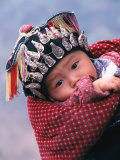 Miao Baby Wearing Traditional Hat  China
