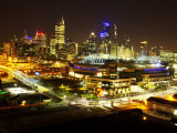Telsta Dome and Melbourne CBD at Night  Victoria  Australia