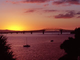Auckland Harbour Bridge and Waitemata Harbour at Dusk  New Zealand