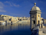 View of Harbor and Fortress Turret  Valletta  Malta