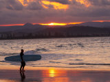 Surfer at Sunset  Gold Coast  Queensland  Australia
