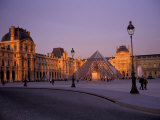 Le Louvre Museum and Glass Pyramids  Paris  France