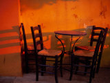 Sunset Light on Cafe Tables  Athens  Greece