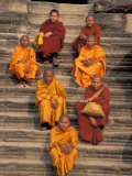 Monks on the Staircase at Angkor Wat  Siem Reap  Cambodia