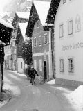 Snowy Street in Hallstat  Austria