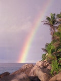 Rainbow over Tropical Beach of Anse Victorin  Seychelles