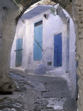 Blue Doors and Whitewashed Wall  Morocco