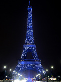 The Eiffel Tower Shows Blue Lighting to Mark Europe's Day