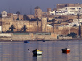 Fishing Boats with 17th century Kasbah des Oudaias  Morocco