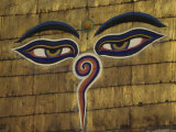 Watchful Eyes of Buddha Atop Swayambhunath Stupa  Kathmandu  Nepal
