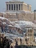 The Ancient Parthenon and Herod Atticus Theater on the Acropolis Hill
