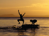 Children Playing on Lake Taupo  Taupo  New Zealand
