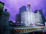 Michigan Avenue Bridge and Wrigley Building at Dusk  Chicago  United States of America