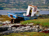 Old Fishing Boat Hauled up on Shore  Manin Bay  Connemara  Ireland