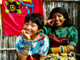 Portrait of Smiling Cuna Indian Girls  Panama