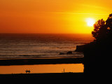 Surfers Walking on Beach at Sunset  Santa Cruz  United States of America