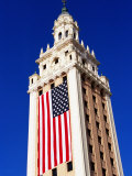 Us Flag Hanging From Building  Miami  USA