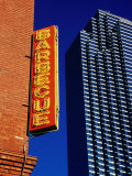 Restaurant Sign and Modern Building  West End Historic District  Dallas  United States of America