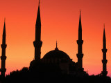 Dome and Minarets of Blue Mosque  Sultan Ahmet Camii  Istanbul  Turkey