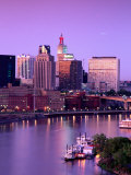 Overhead of Mississippi River and City Skyline at Dusk  St Paul  United States of America