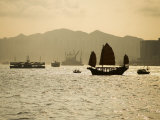 Duk Ling Junk Sailing on Hong Kong Harbour  Hong Kong  China