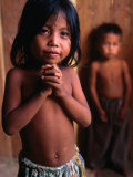 Portrait of Young Girl with Little Boy Behind  Bavel  Cambodia