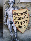 Knight in Armour Restaurant Sign in Medieval Walled City  Carcassonne  France