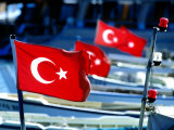 Turkish Flags on Moored Boats  Ucagiz  Turkey