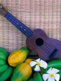 Green Bananas  Papayas  Plumeria and Ukulele  USA