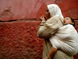Mother and Child in the Narrow Alleys of the Kasbah  Marrakesh  Morocco