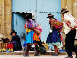 Family Walking Through Market  Lircay  Peru