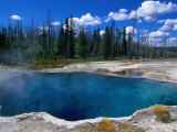 Steam Rising from Abyss Pool in West Thumb Geyser Basin  Yellowstone National Park  USA